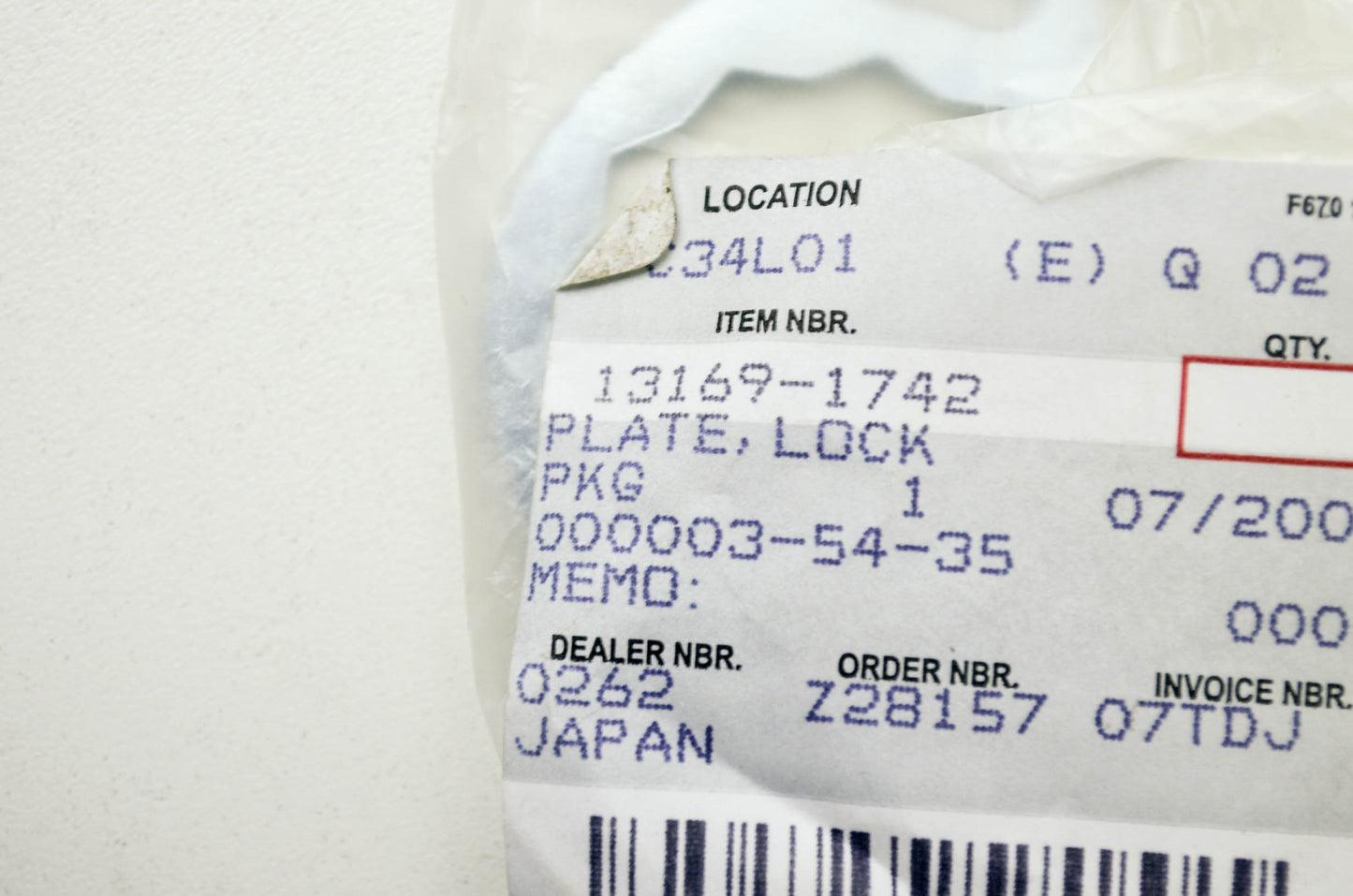 OEM Kawasaki 13169-1742 Lock Plate NOS