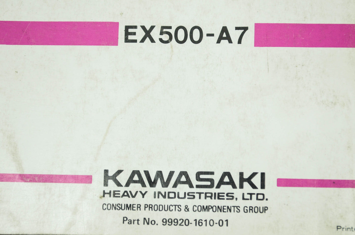 OEM Kawasaki 99920-1610-01 Owner's Manual EX500A7