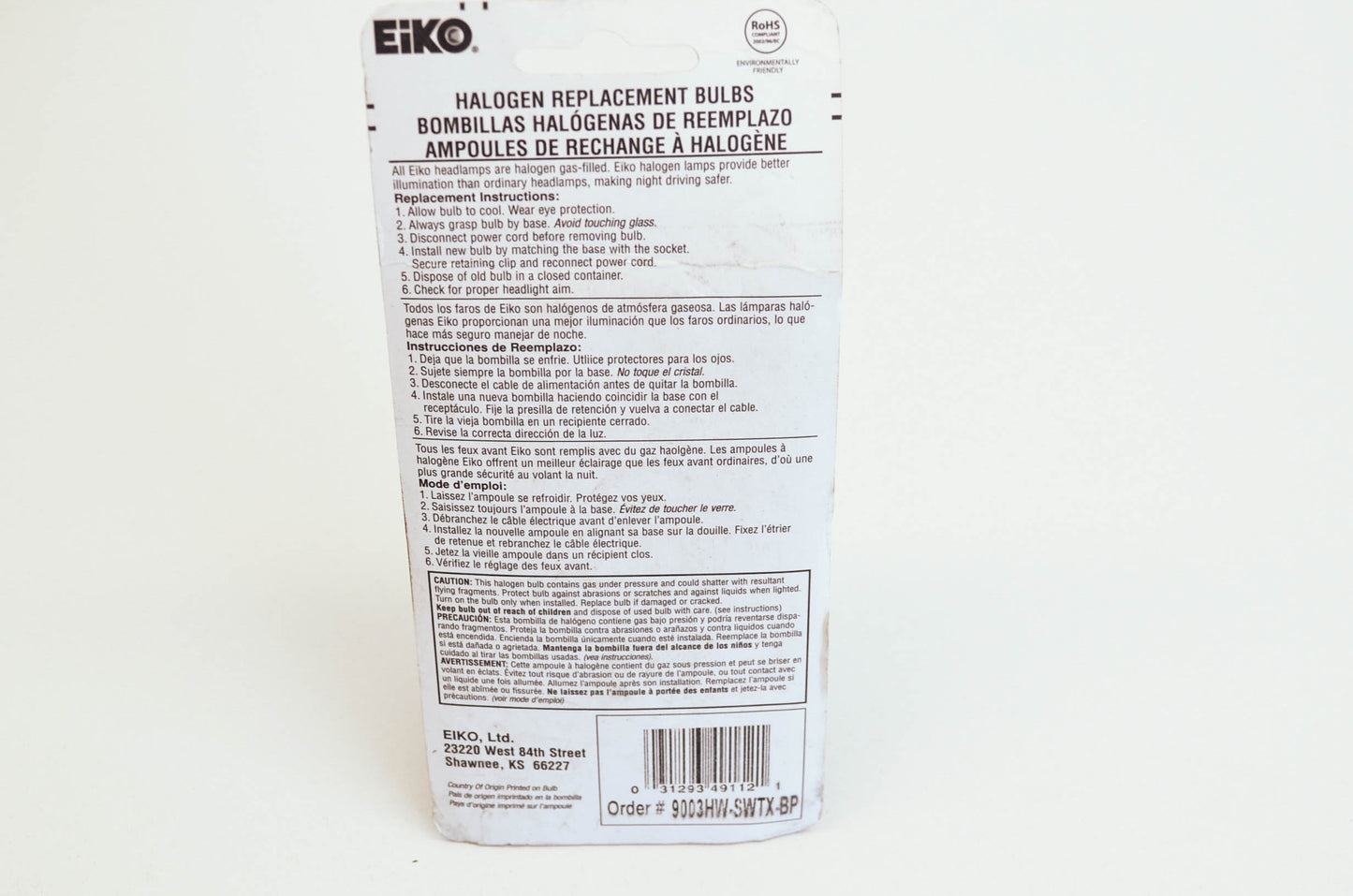 EiKO 9003HW-SWTX Halogen Replacement Bulb NOS