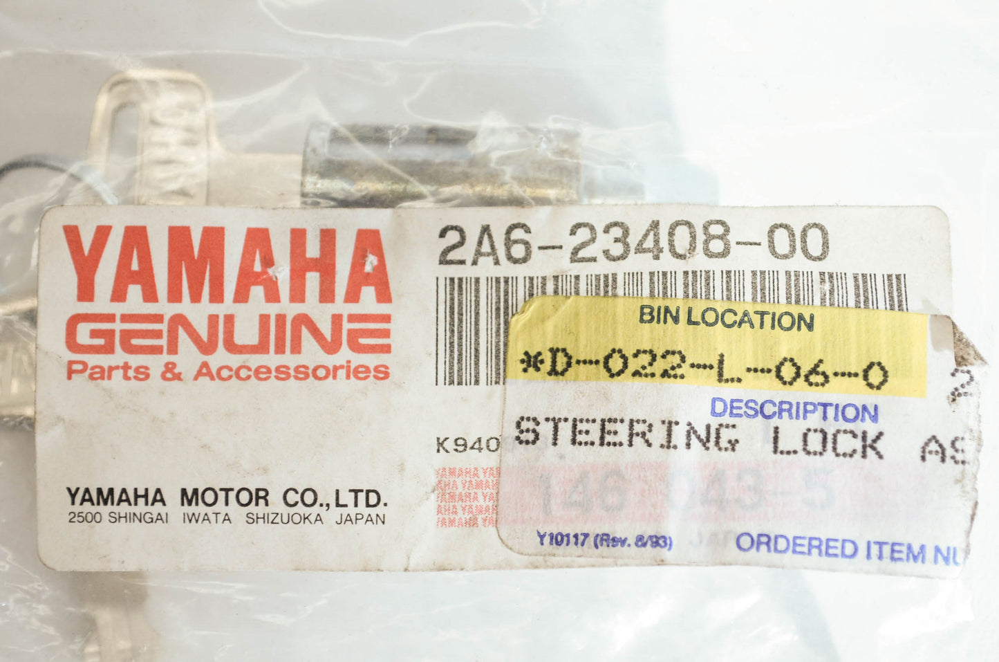 OEM Yamaha 2a6-23408-00-00 Steering Lock Assembly NOS