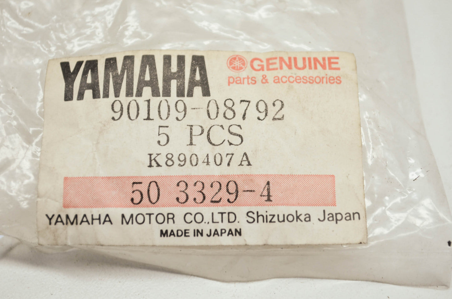 OEM Yamaha 90109-08792-00 Bolt NOS