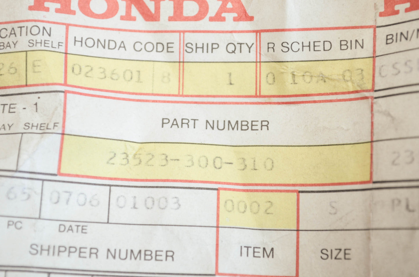 OEM Honda 23523-300-310 Final Shaft Plug NOS