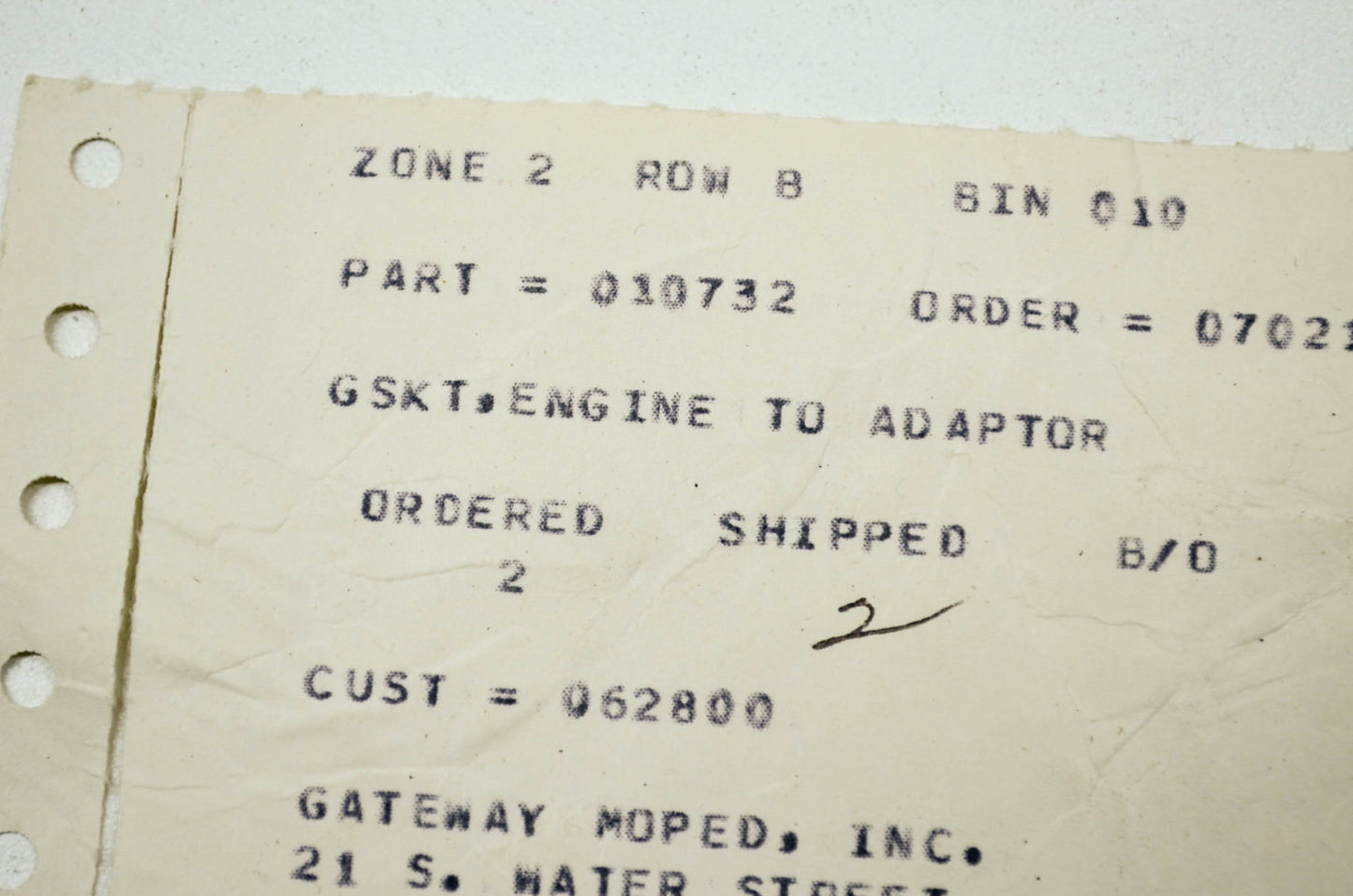 Adapter Gasket COMMERCIAL/PRO/400 NOS