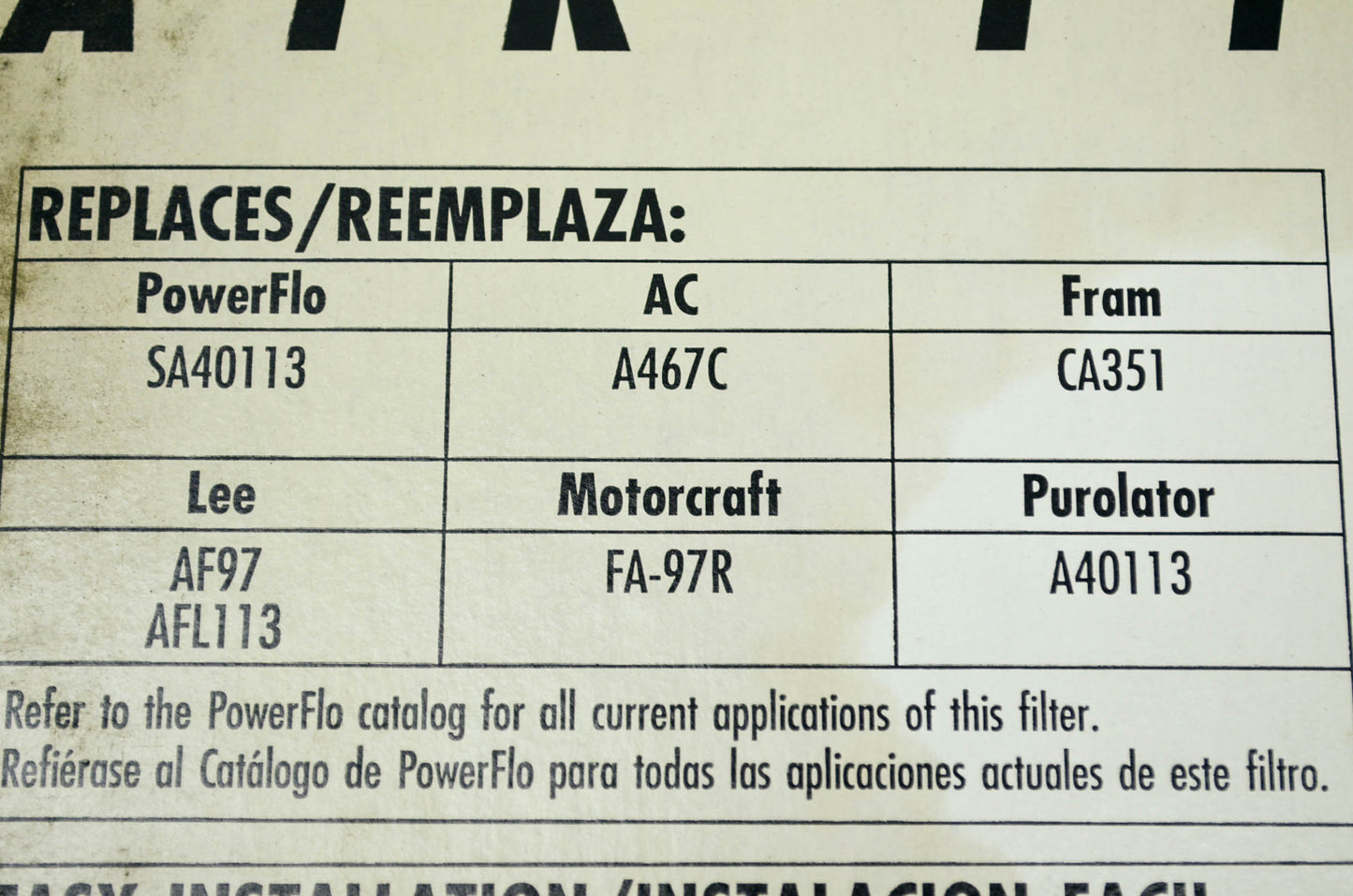 New PowerFlo Air Filter Bricklin Ford Lincoln Mercury NOS