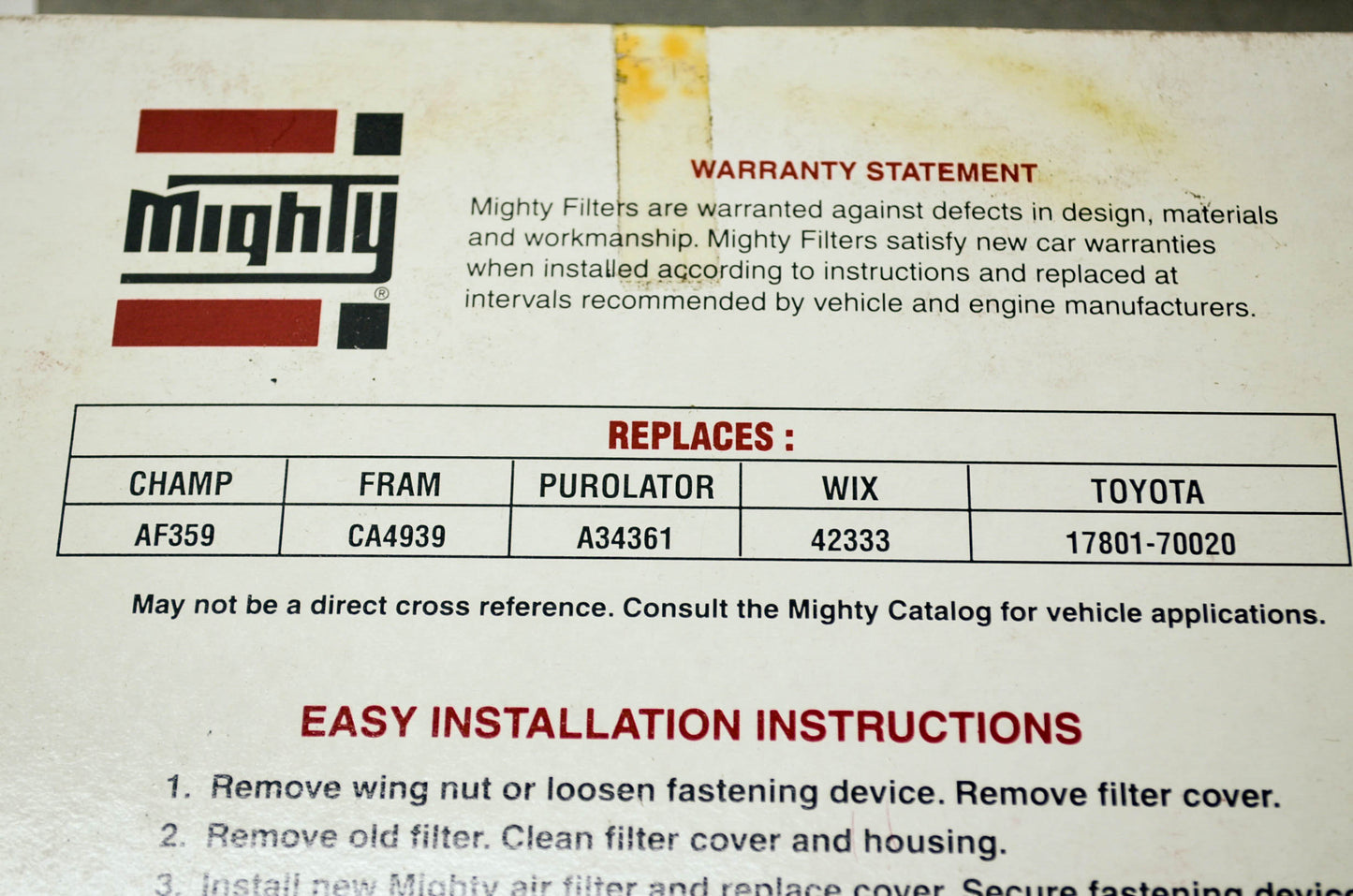 New Mighty Air Filter Replaces Champ AF359 Fram CA4939 Purolator A34361 WIX42333