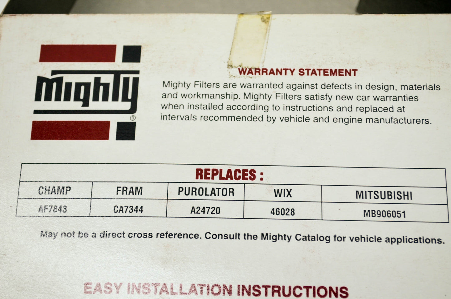 New Mighty Air Filter replaces Cham AF7843 Fram CA7344 Purolator A24720 WIX 4602