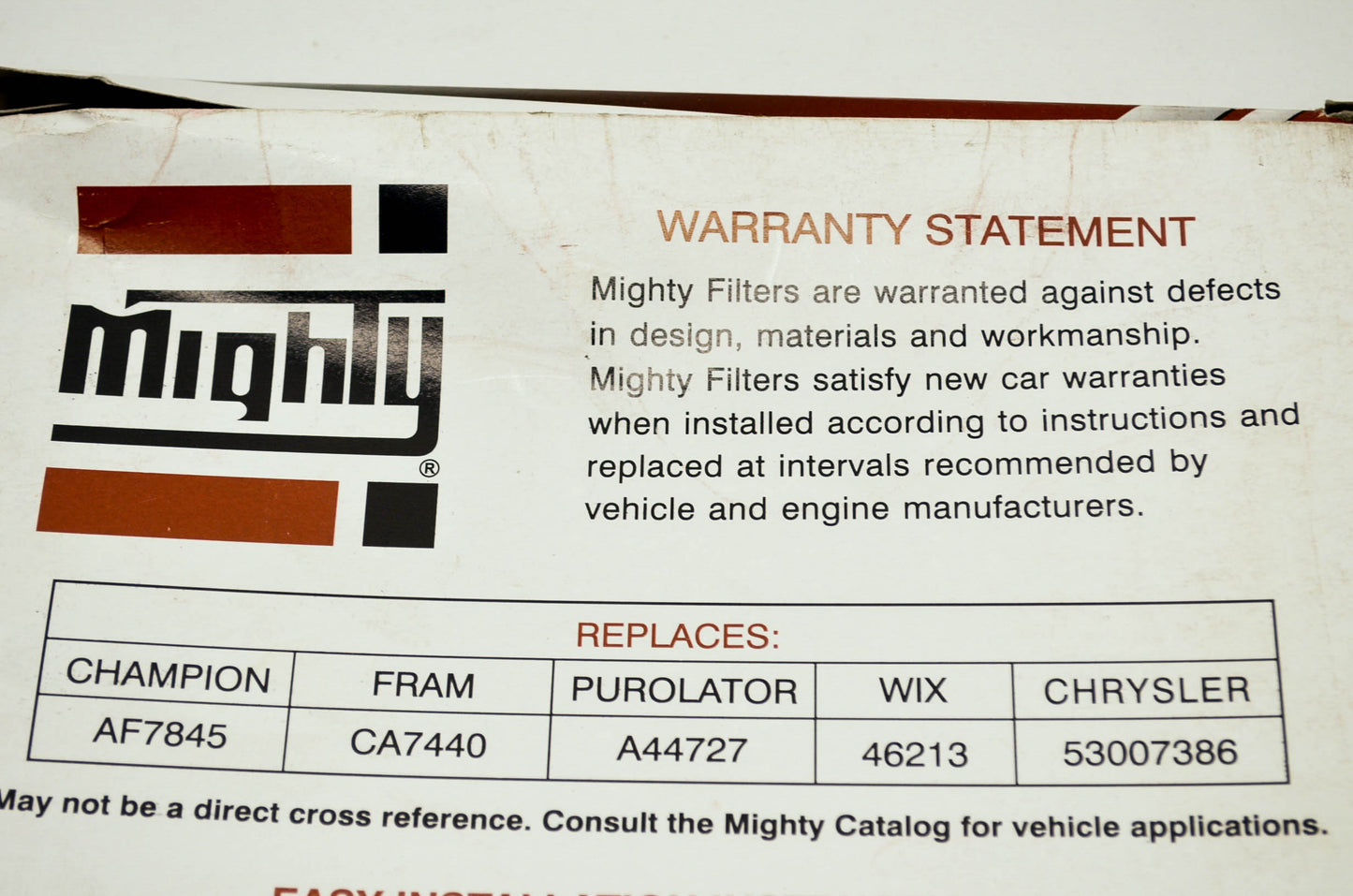 New Mighty Air Filter replaces Champion AF7845 Fram CA7440 Purolator A44727 WIX