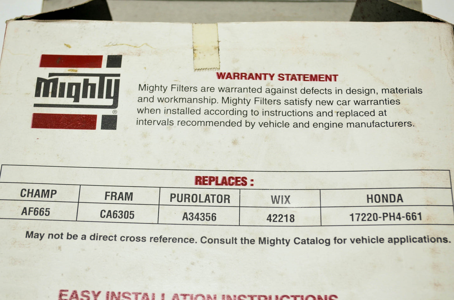 New Mighty Air Filter replaces Champ AF665 Fram CA6305 Purolator A34356 WIX 4221
