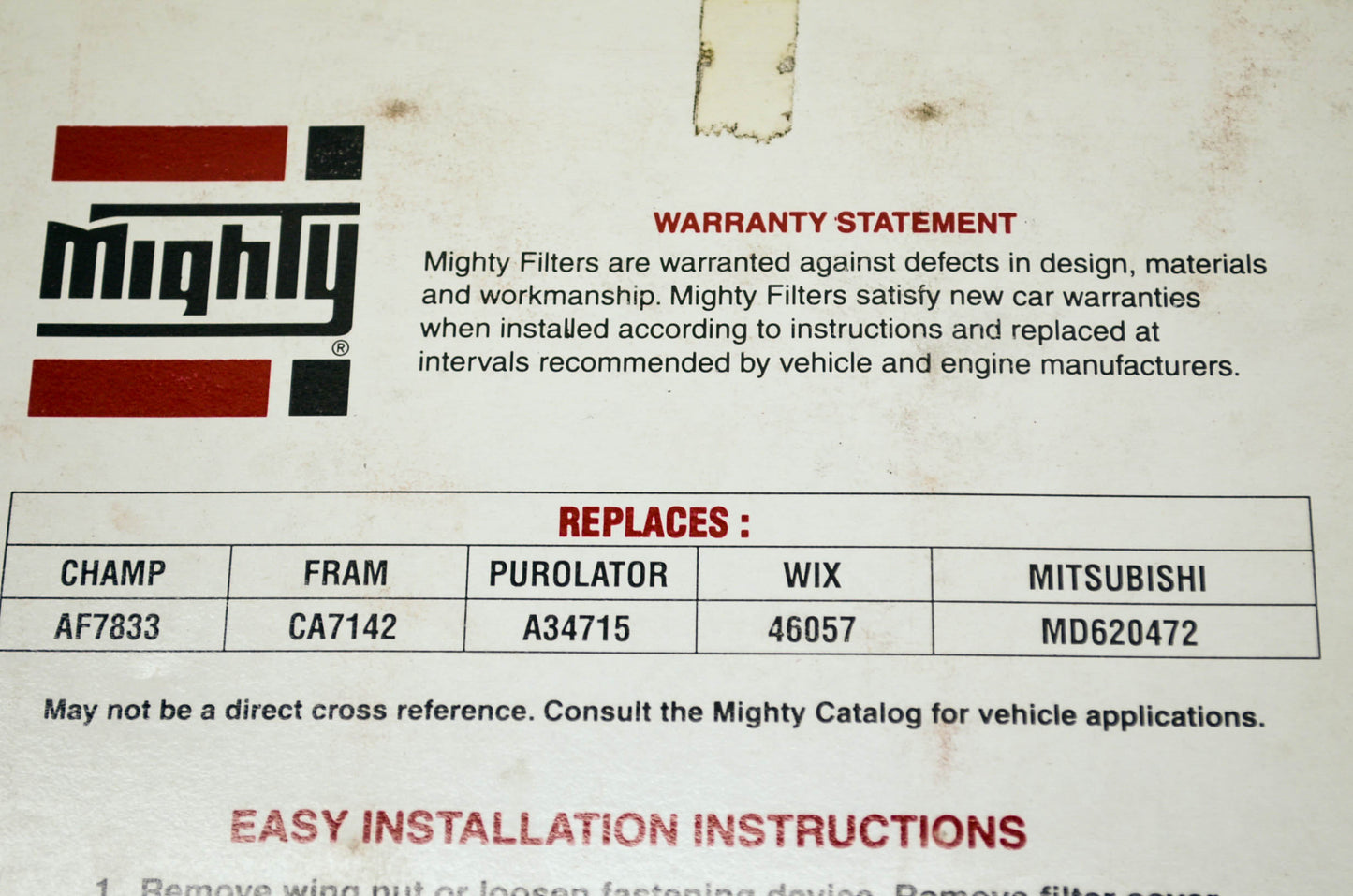 New Mighty Air Filter Replaces Chame AF7833 Fram CA7142 Purolator A34715 WIX 460