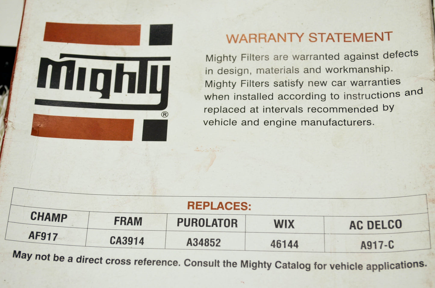 New Mighty Air Filter Replaces Champ AF917 FRAM CA3914 Purolator A34852 WIX 4614