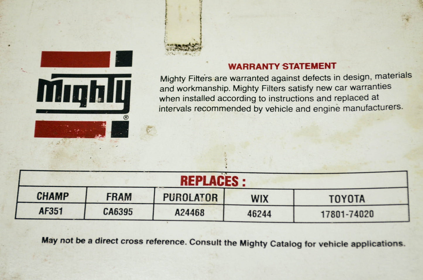 New Mighty Air Filter Replaces Champ AF351 Fram CA6395 Purolator A24468 WIX 4624