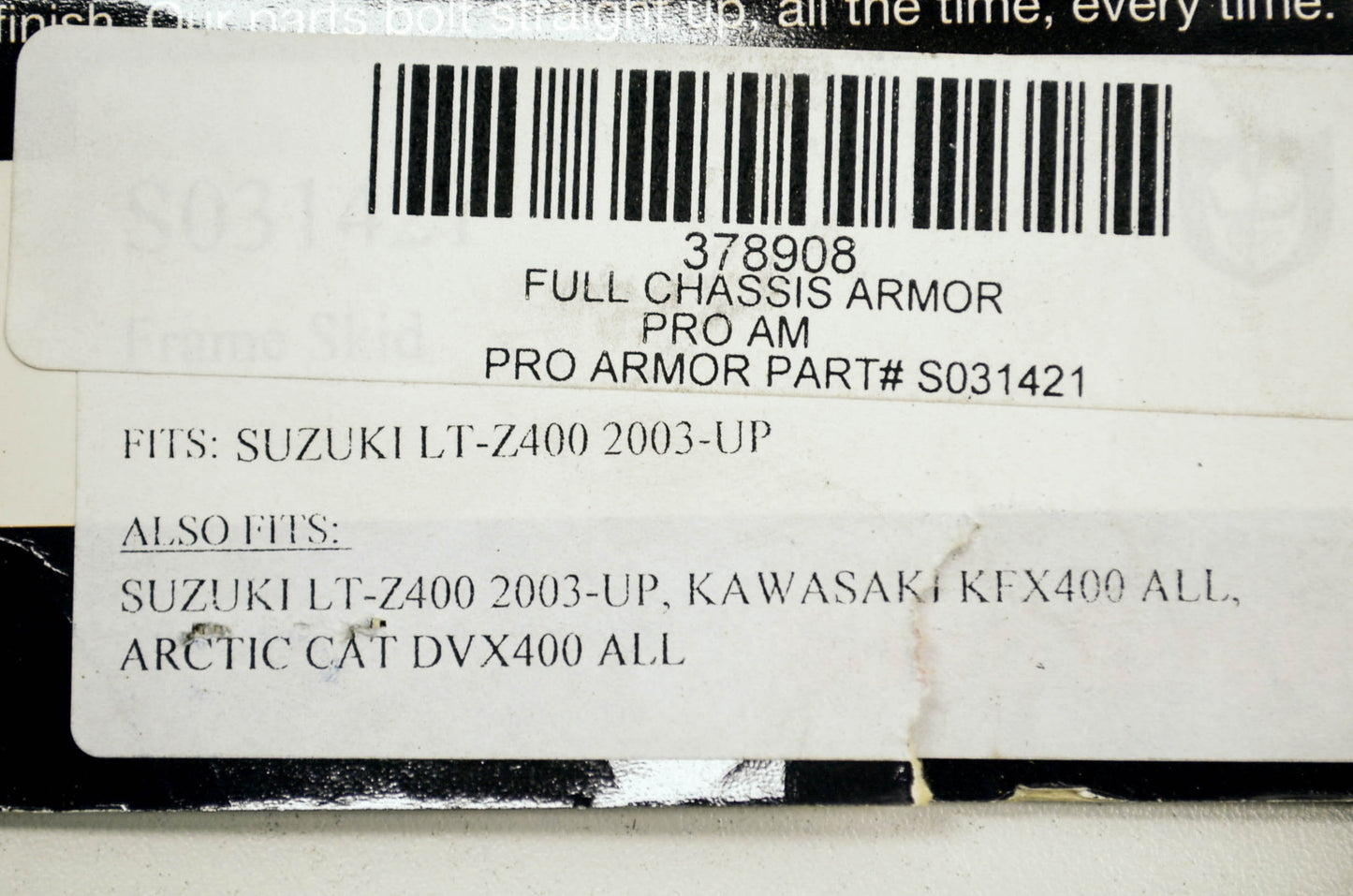 Pro Armor Frame Skid Plate KFX400 LTZ400 DVX400 NOS