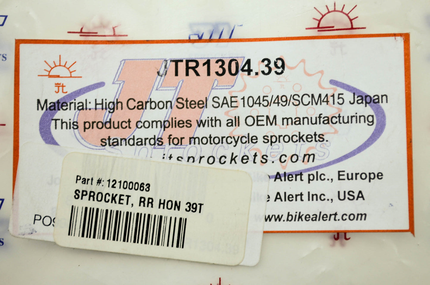 New JT Sprockets Rear 39T Honda CBR600F CBR900RR VT750 NOS