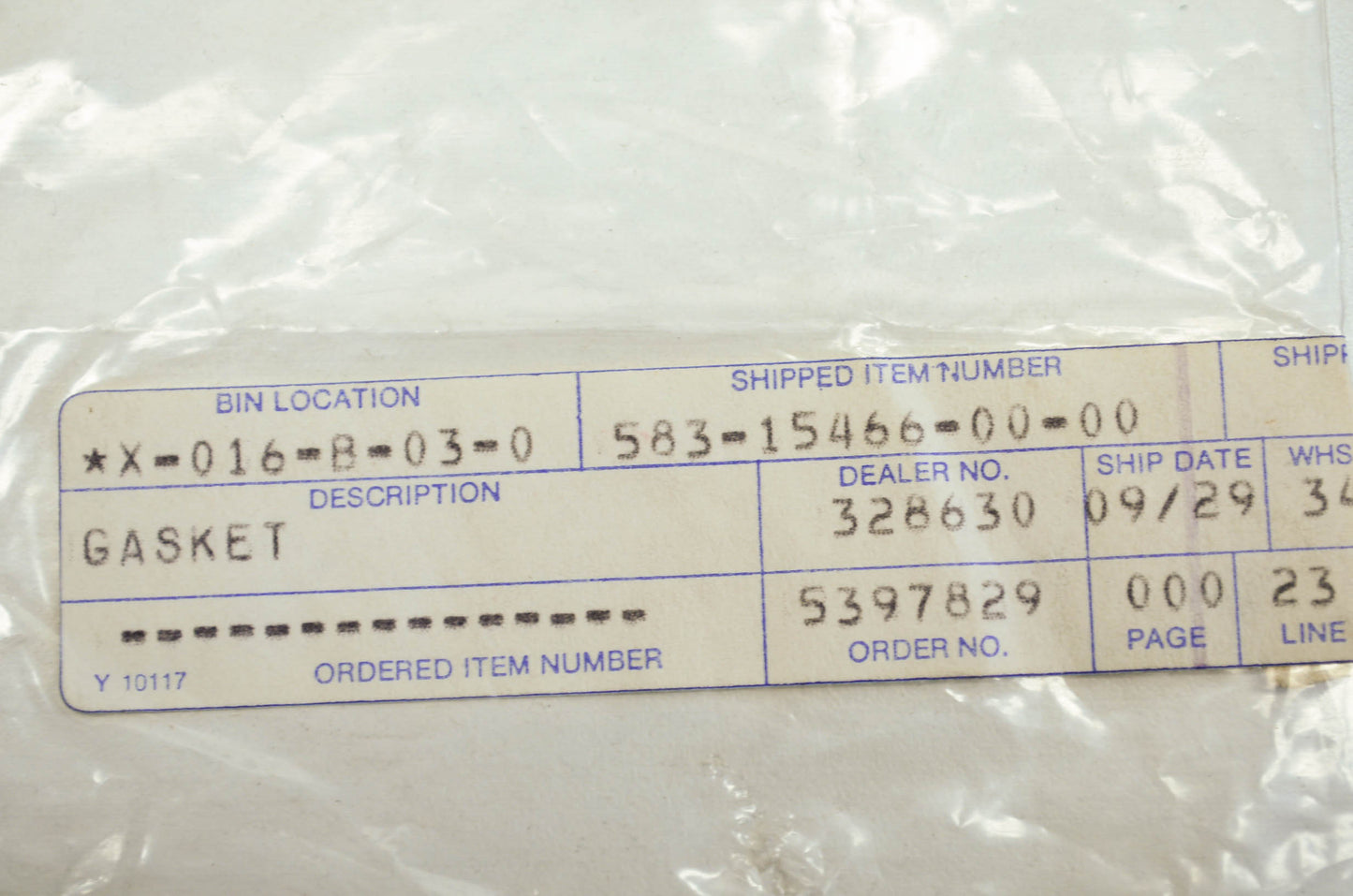 OEM Yamaha 583-15466-00-00 Gasket 2 NOS