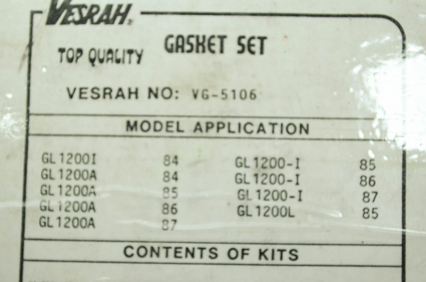 New Vesrah Gasket Kit 84-87 GL1200 NOS