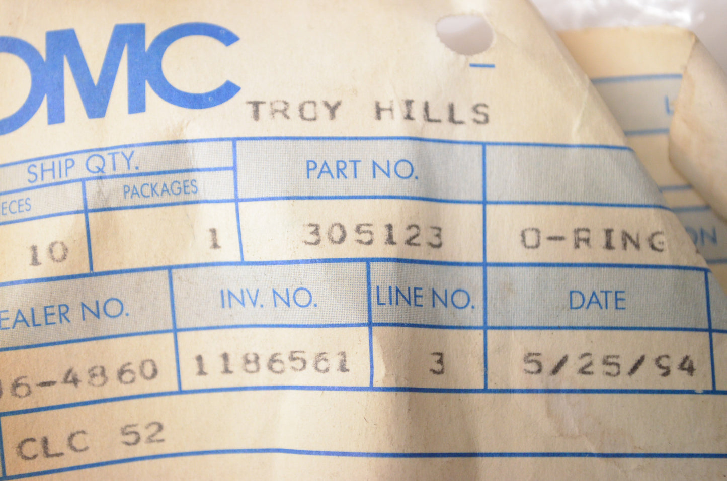 New OMC Crankshaft O Ring NOS