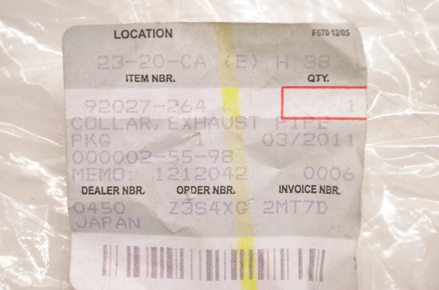 OEM Kawasaki 92027-264 Exhaust Pipe Collar NOS