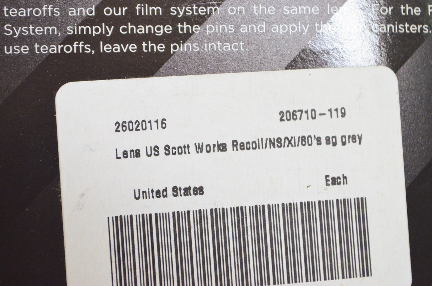 New Scott 206710-119 Grey Replacement Lens NOS