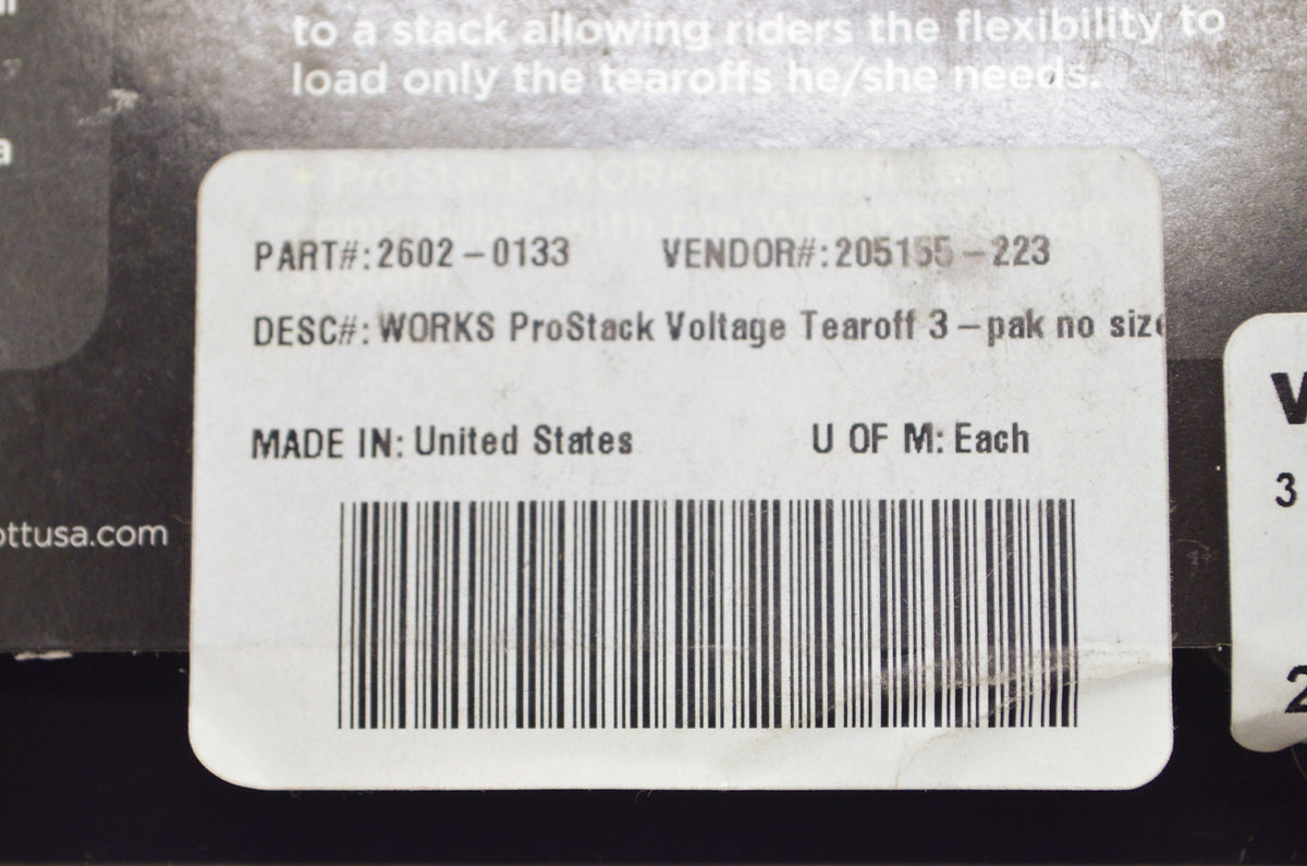 Scott 2602-0133 Tear Offs Pro Stack Lens Qty 9 NOS