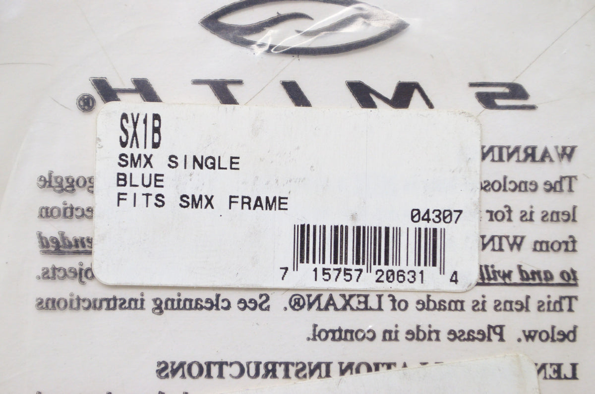 Smith SX1B, 2602-0065 Blue SMX Single Lens NOS