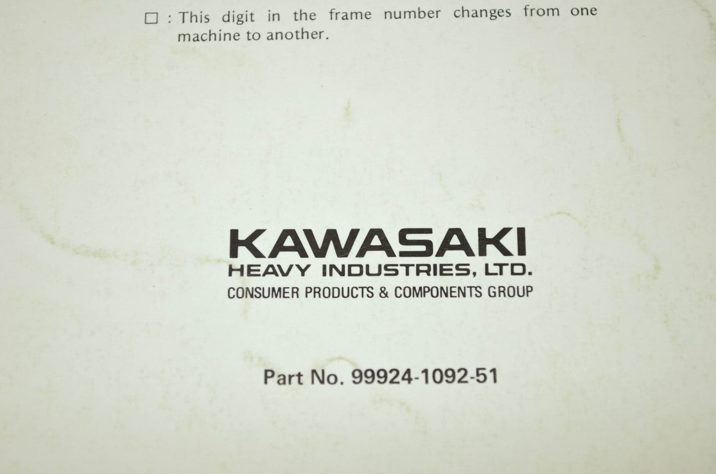 OEM Kawasaki 99924-1092-51 Service Manual KE100