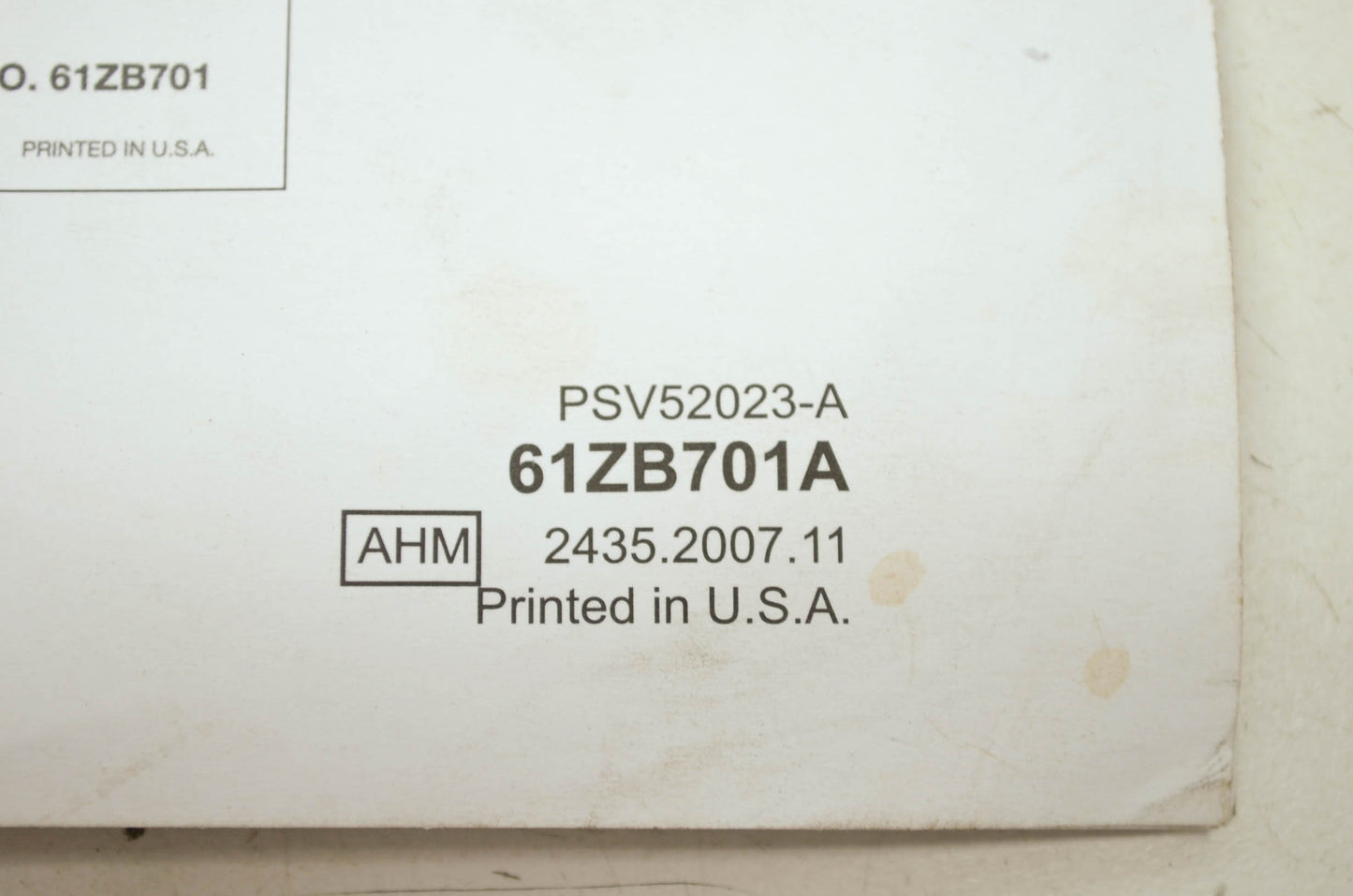OEM Honda 61ZB701A EX3300S EX4500S Shop Manual Addendum 1