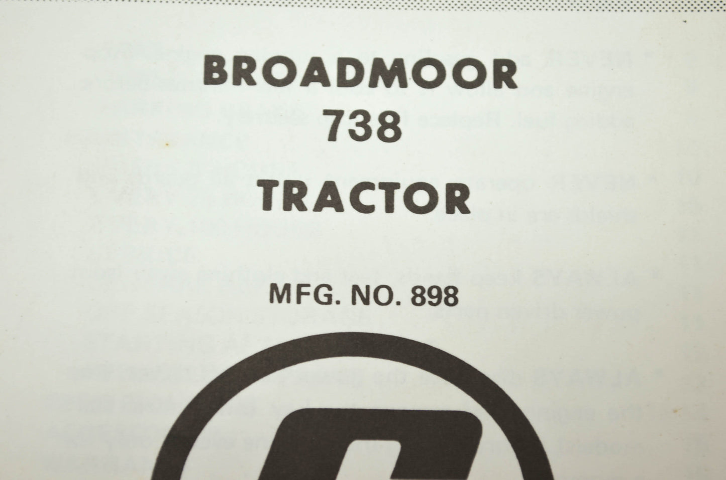 Simplicity Broadmoor 738 Tractor Owner's Manual