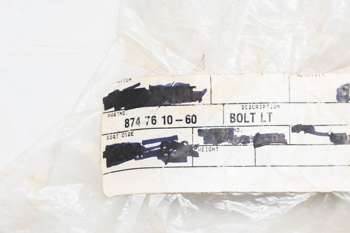 New OEM Husqvarna 874 76 10-60, 874761060 Bolt LT NOS