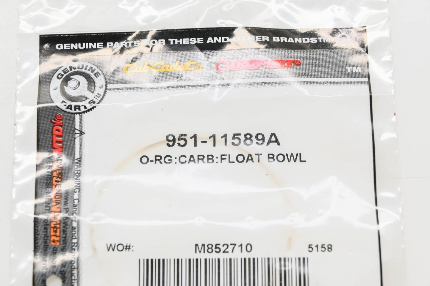 MTD 951-11589A Float Bowl Gasket NOS