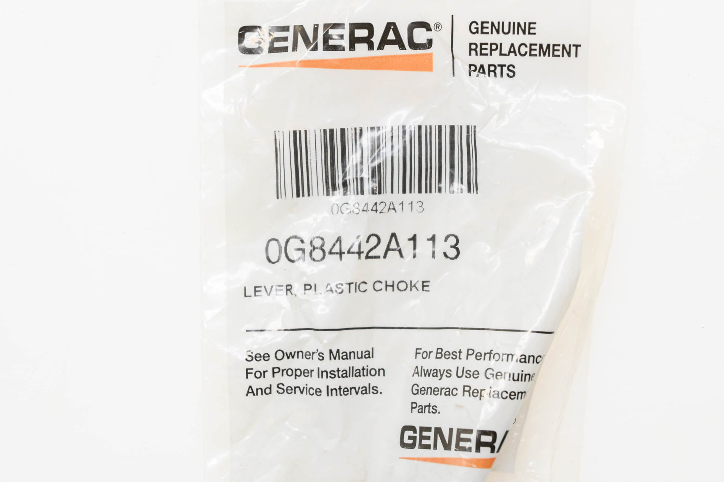 Generac 0G8442A113 Choke Lever NOS