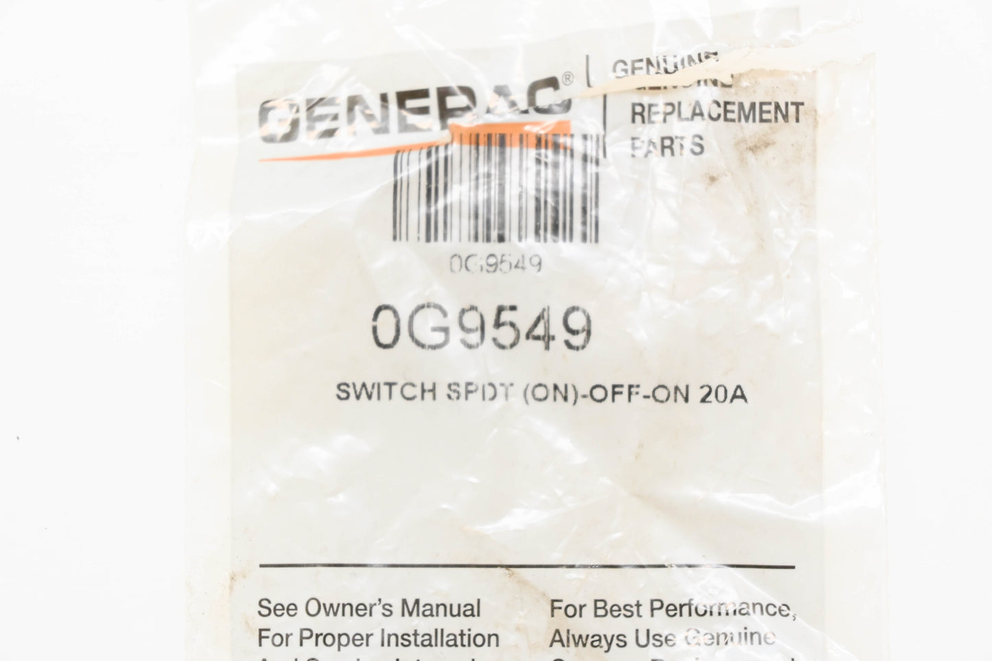 Generac 0G9549 SPDT 20A On-Off-On Switch NOS