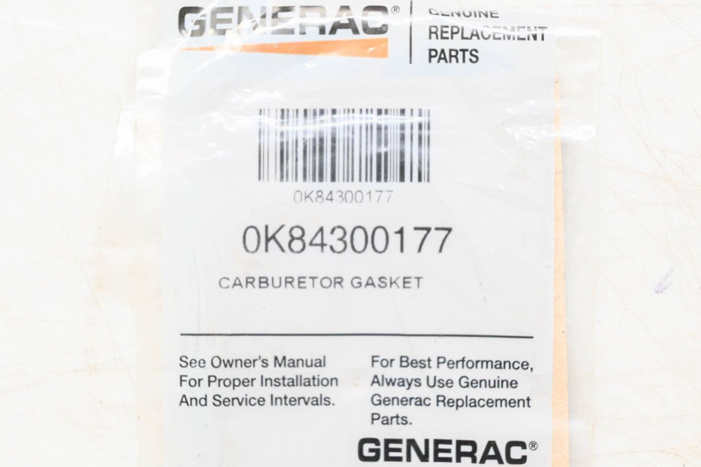 Generac 0K84300177 Carburetor Gasket NOS