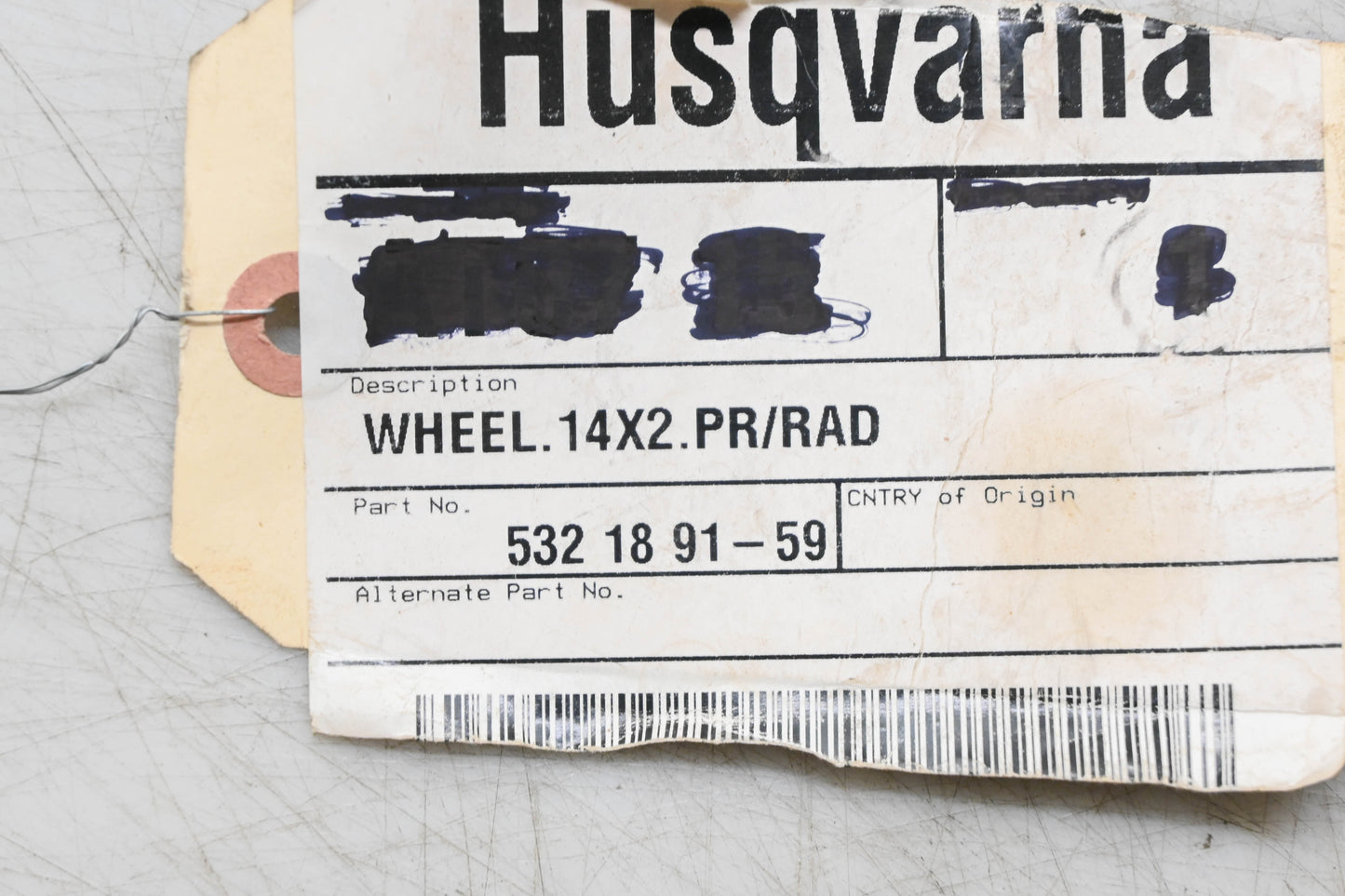 New OEM Husqvarna 532 18 91-59, 532189159 14" x 2" Wheel NOS