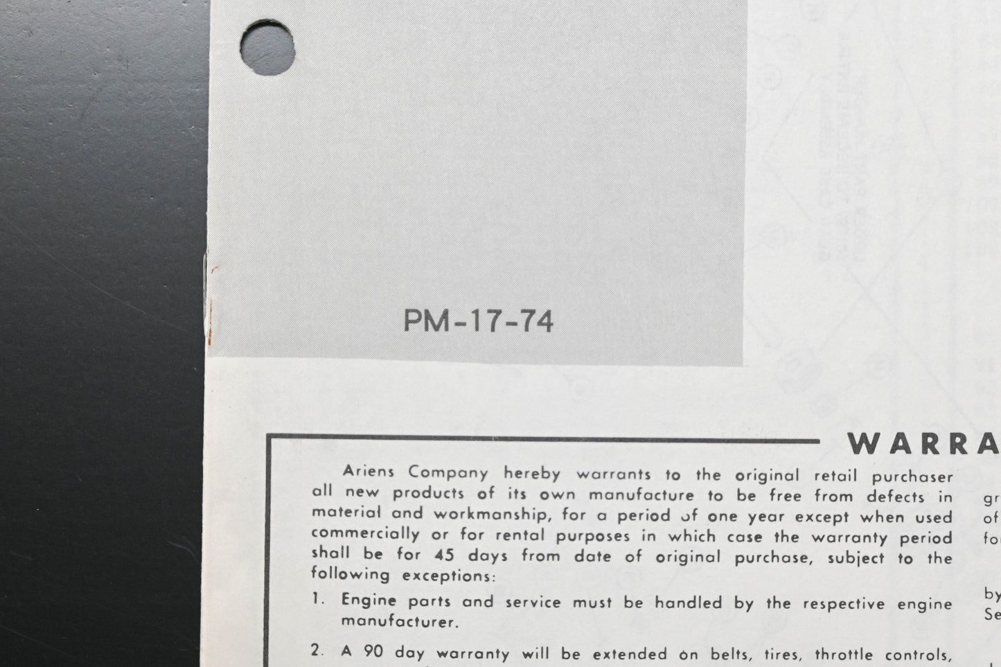 Ariens PM-17-74 Rocket Tiller Parts Manual