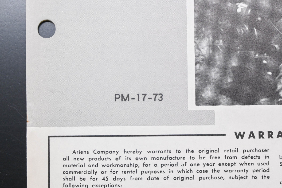 Ariens PM-17-73 Rocket Tiller Parts Manual