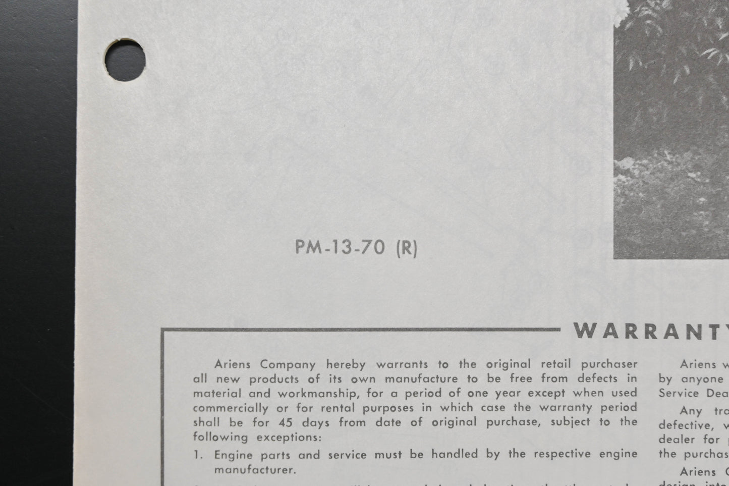 Ariens PM-13-70 Jet Rotary Tiller Parts Manual