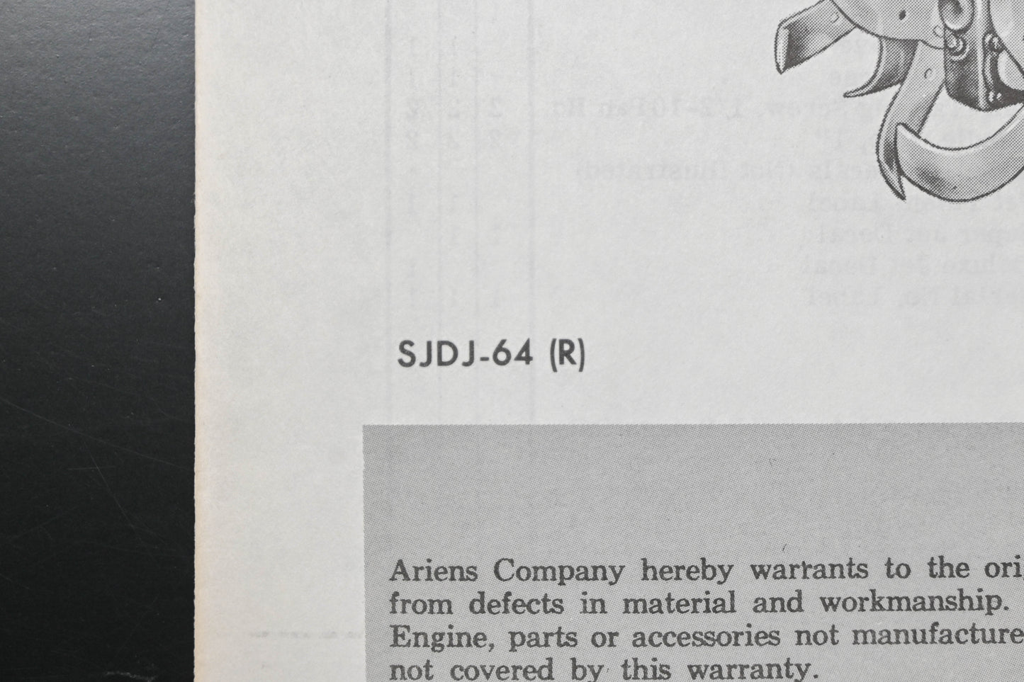 Ariens SJDJ-64 Jet Rotary Tiller Parts Manual