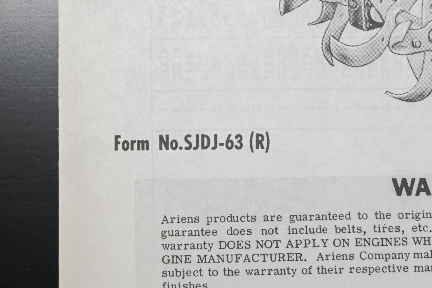 Ariens SJDJ-63 Jet Rotary Tiller Parts Manual