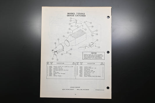Ariens PM-15-72R1 Fairway Lawn Mower Parts Manual