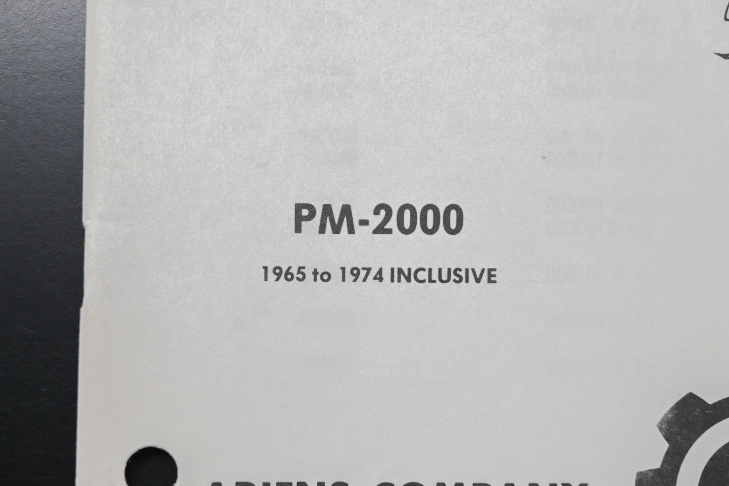 Ariens PM-2000 65-74 Rotary Tillers Parts Manual