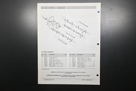 Bolens 1763606, 176-3606 Chippewa Models 47011 47018 Parts Catalog
