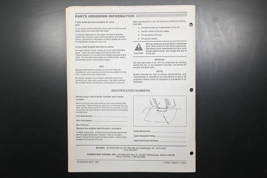 Bolens 1763970, 176-3970 Suburban Tractor Models 13013 - 13024 Parts Catalog