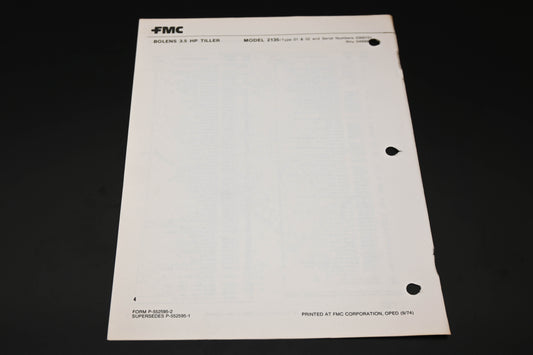 Bolens P-552595-2 3.5HP Tiller Model 2135 Parts List