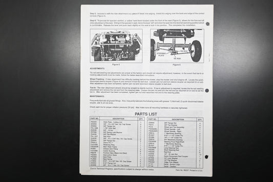 Bunton B9237 BH3661RA Rider Attachment Operator's Parts Manual
