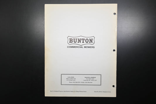 Bunton B9133 36" - 52" Hydrostatic Mowers Parts Manual