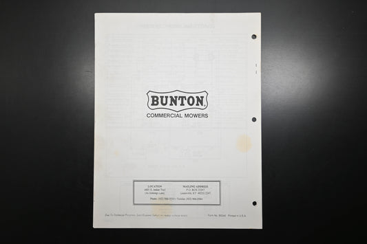 Bunton B9346 Commercial Zero Turn Mower Parts Manual