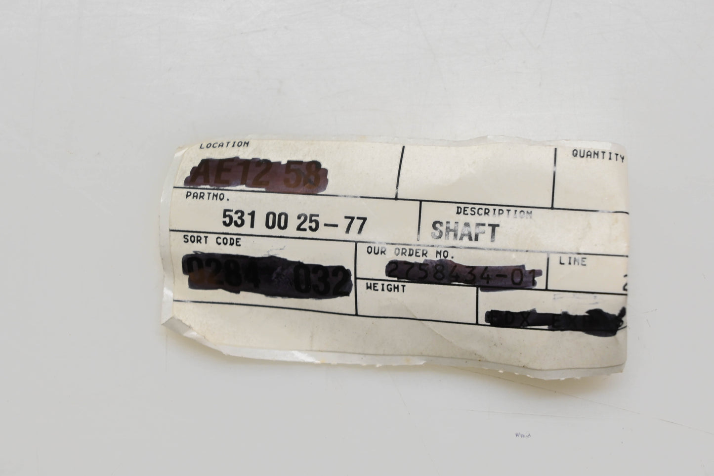 New OEM Husqvarna 531 00 25-77, 531002577 Shaft NOS