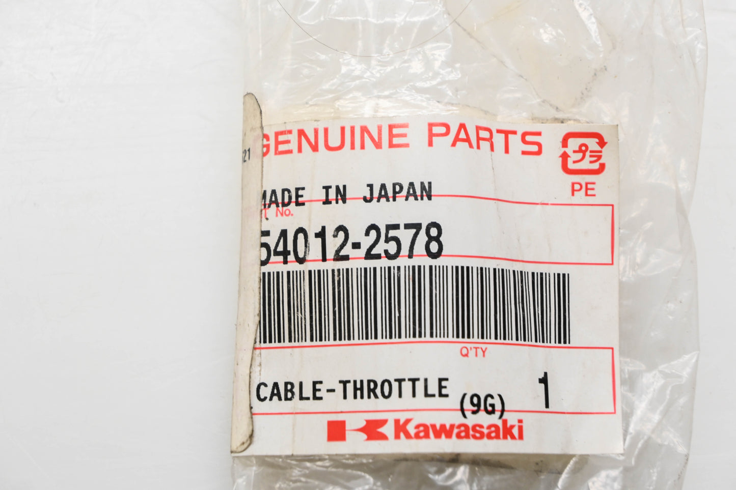 New OEM Kawasaki 54012-2578, 531 00 33-98, 531003398 Throttle Cable NOS