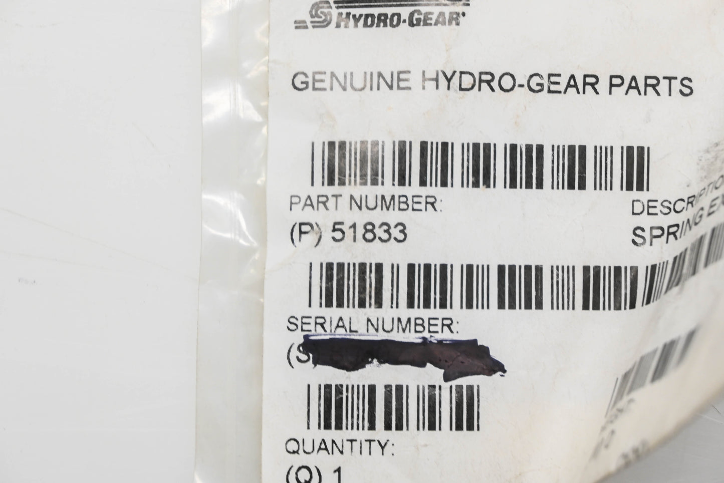 Hydro-Gear 51833 Extension Spring NOS