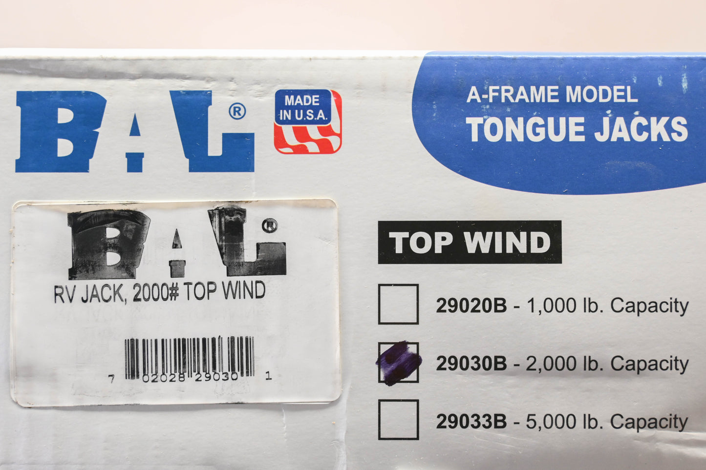BAL 29030B 2,000lb A-Frame Tongue Jack Kit NOS